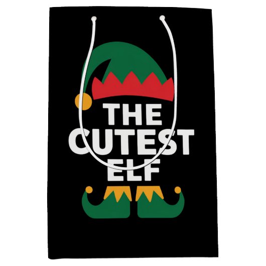 Cutest Elf Matching Family Kerstmis Medium Cadeauzakje (Voorkant)