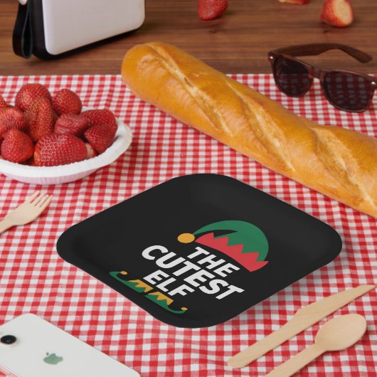 Cutest Elf Matching Family Kerstmis Papieren Bordje (Picknick)