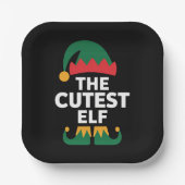 Cutest Elf Matching Family Kerstmis Papieren Bordje (Voorkant)
