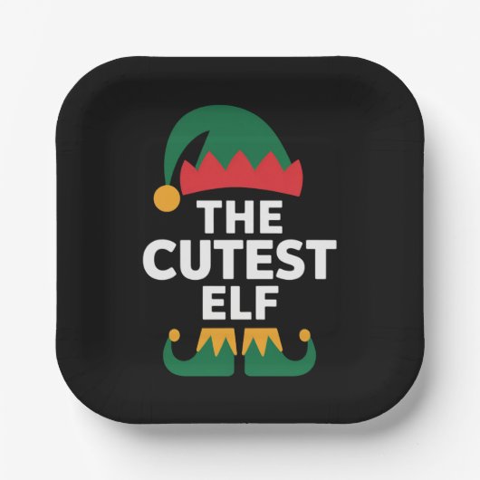 Cutest Elf Matching Family Kerstmis Papieren Bordje (Voorkant)