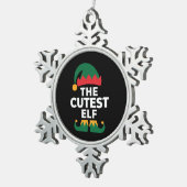 Cutest Elf Matching Family Kerstmis Tin Sneeuwvlok Ornament (Rechts)