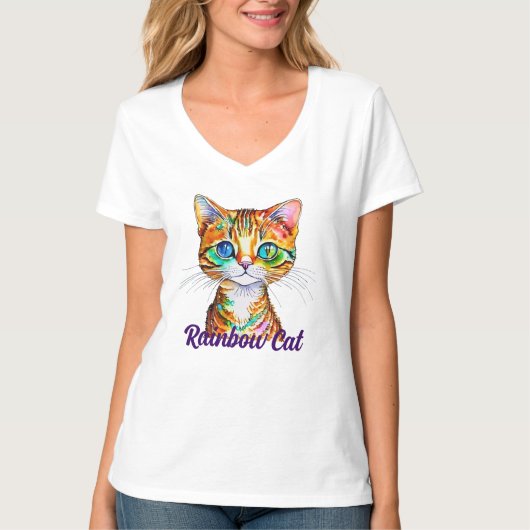 Cutest Ever Colorful Tabby Kat T-shirt (Voorkant)