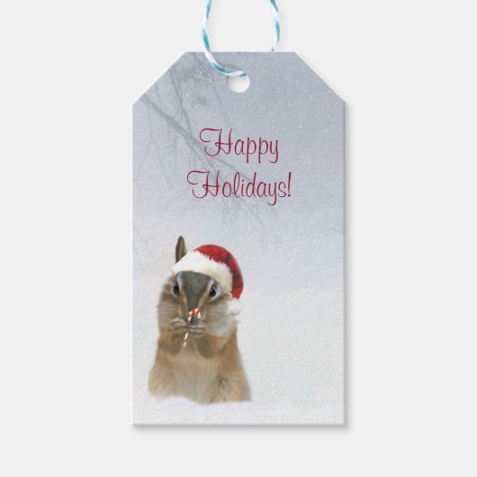 Cutest Ever Holiday Gift Labels Chipmunk en Snow Cadeaulabel (Voorkant)