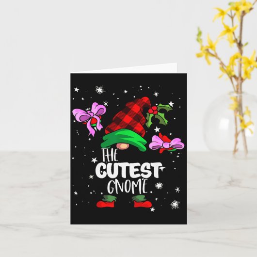 Cutest Gnome Red Buffalo Plaid Matching Family Chr Kaart (Gele Bloem)