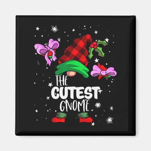 Cutest Gnome Red Buffalo Plaid Matching Family Chr Magneet (Voorkant)