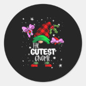 Cutest Gnome Red Buffalo Plaid Matching Family Chr Ronde Sticker (Voorkant)