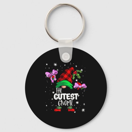Cutest Gnome Red Buffalo Plaid Matching Family Chr Sleutelhanger (Voorkant)