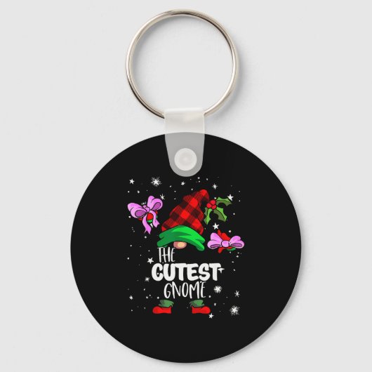 Cutest Gnome Red Buffalo Plaid Matching Family Chr Sleutelhanger (Voorkant)