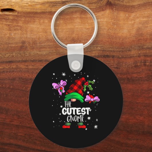 Cutest Gnome Red Buffalo Plaid Matching Family Chr Sleutelhanger (Voorkant)