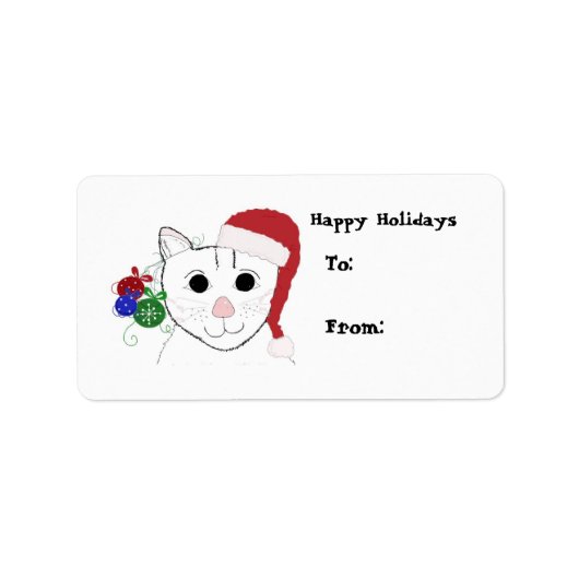 Cutest Kerstmis Cat Gift Label (Voorkant)