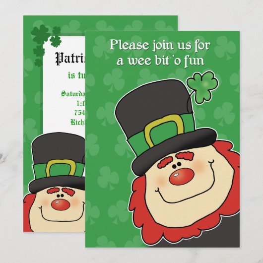 CUTEST LEPRECHAUN St. Patricks Day Invitation Kaart (Voorkant / Achterkant)