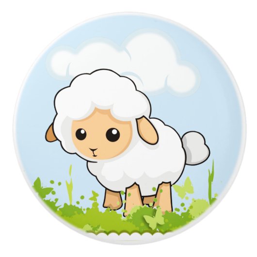 Cutest Little Lamb Keramische Knop (Voorkant)