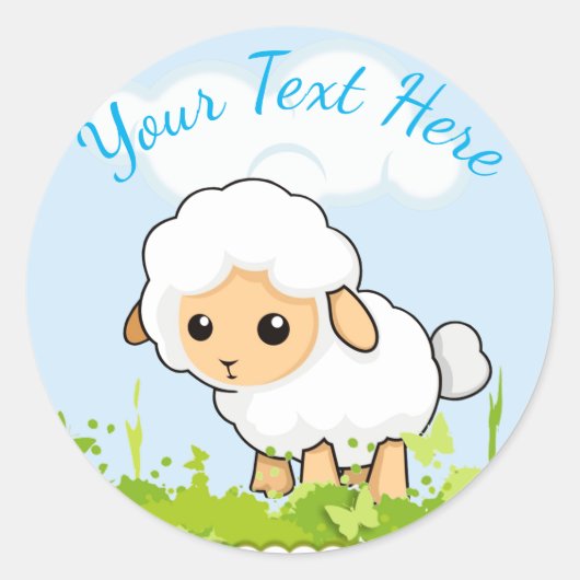 Cutest Little Lamb Ronde Sticker (Voorkant)
