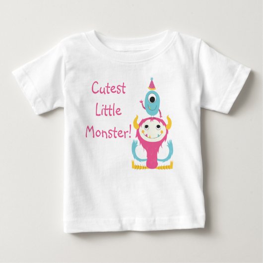 Cutest Little Monster Birthday Pet Pink Blue (Voorkant)