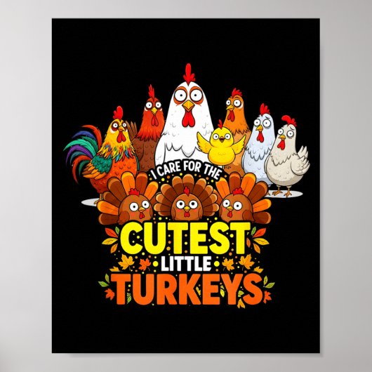 Cutest Little Turkeys Funny Thanksgiving Teacher D Poster (Voorkant)