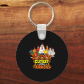 Cutest Little Turkeys Funny Thanksgiving Teacher D Sleutelhanger (Voorkant)