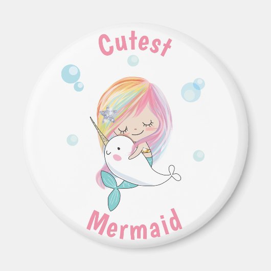 Cutest mermaid magnet Little mermaid and narwhal (Voorkant)
