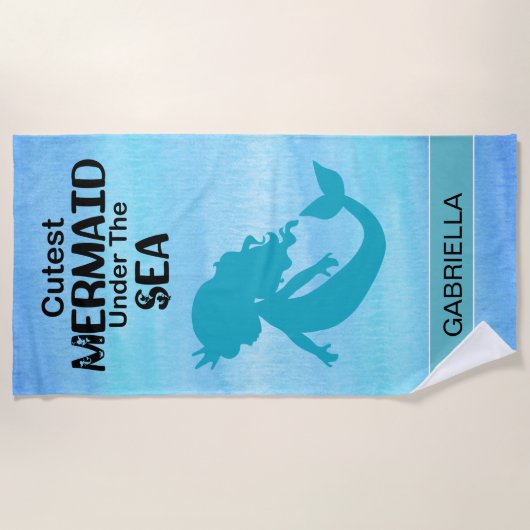 Cutest Mermaid Silhouette Persoonlijk Strandlaken (Voorkant)