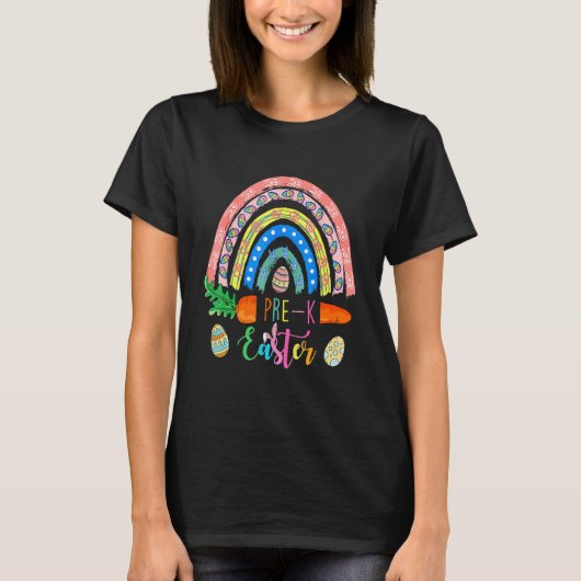 Cutest Pre K Grade Bunnies Eggs Boho Rainbow Happy T-shirt (Voorkant)