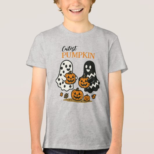 Cutest Pumpkin Ghosts Tri-Blend Shirt (Voorkant)