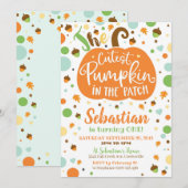 Cutest Pumpkin in the Patch Birthday Invitation Kaart (Voorkant / Achterkant)