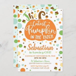 Cutest Pumpkin in the Patch Birthday Invitation Kaart