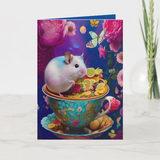 Cutest Syrian Hamster Teaparty Tea Cup Kaart (Voorkant)