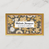 Cutesy Flower Pattern | Goud Antiek Lijst Visitekaartje (Voorkant)