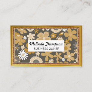 Cutesy Flower Pattern   Goud Antiek Lijst Visitekaartje
