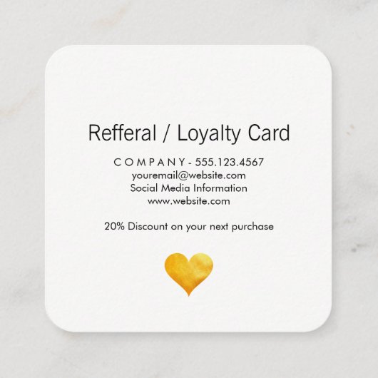 Cutesy Gold Heart Dank u Klantenkaartje (Achterkant)