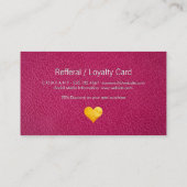 Cutesy Gold Heart Hartelijk dank | Roze leder Klantenkaartje (Achterkant)