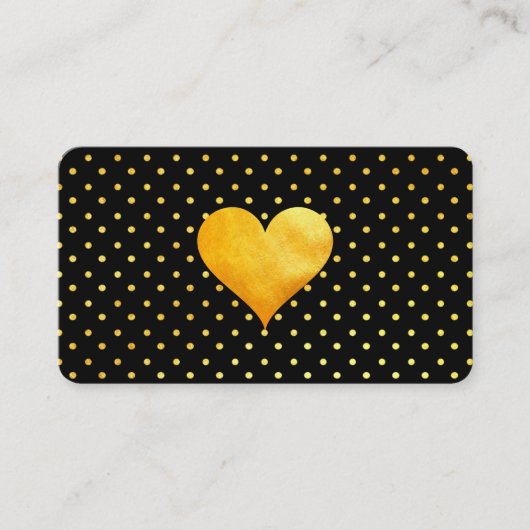 Cutesy Gold Heart Polka Dot Pattern Visitekaartje (Voorkant)