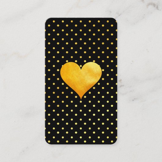 Cutesy Gold Heart Polka Dot Pattern Visitekaartje (Voorkant)