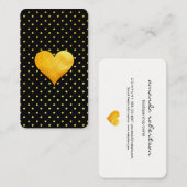 Cutesy Gold Heart Polka Dot Pattern Visitekaartje (Voorkant / Achterkant)
