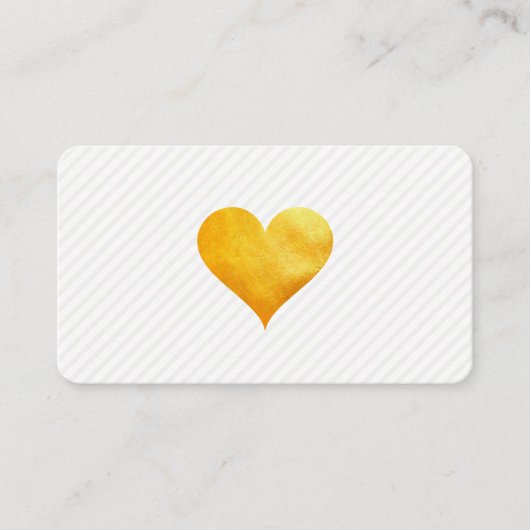 Cutesy Gold Heart Stripe Patroon Visitekaartje (Voorkant)
