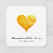 Cutesy Gold Heart Vierkante Visitekaartje (Voorkant)