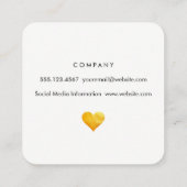 Cutesy Gold Heart Vierkante Visitekaartje (Achterkant)