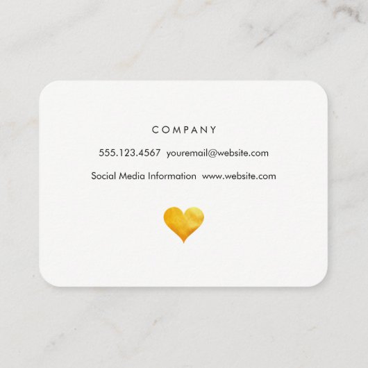 Cutesy Gold Heart Visitekaartje (Achterkant)
