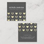 Cutesy Gold Hearts Patroon Vierkante Visitekaartje (Voorkant / Achterkant)