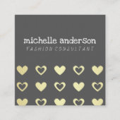 Cutesy Gold Hearts Patroon Vierkante Visitekaartje (Voorkant)