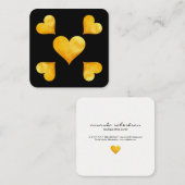 Cutesy Gold Hearts Vierkante Visitekaartje (Voorkant / Achterkant)