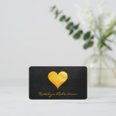 Cutesy Gouden Hart Chic Zwart Textuur Visitekaartje (Staand voorkant)