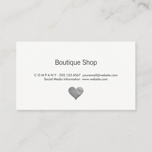 Cutesy Gray Heart Visitekaartje (Achterkant)