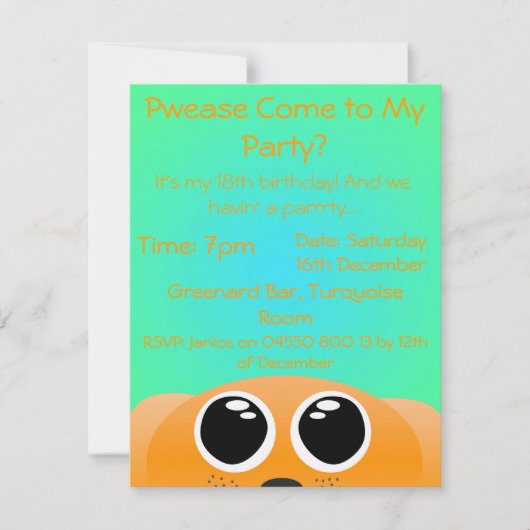 Cutesy Invite Kaart (Voorkant)