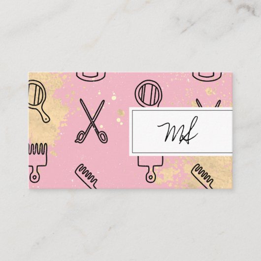 Cutesy Stylist Tools Signature Monogram Visitekaartje (Voorkant)