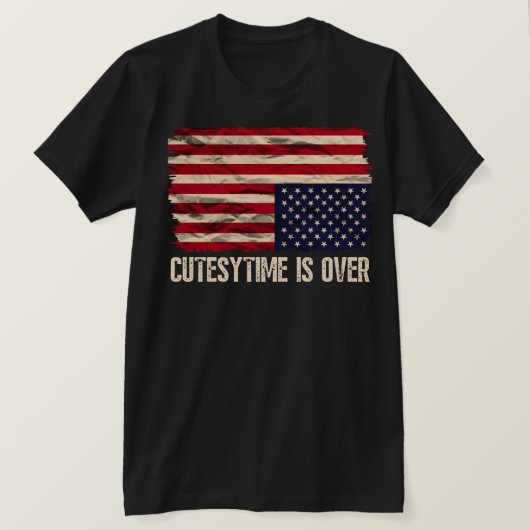 Cutesytime is over ondersteboven Amerikaanse vlag T-shirt (Design voorkant)