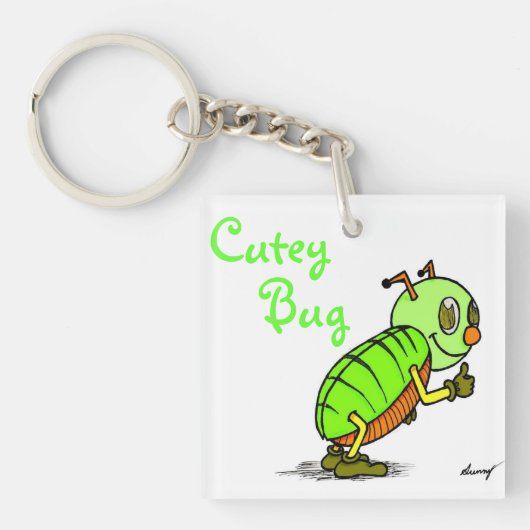 Cutey Bug Acrylische Sleutelhanger - Groen (Voorkant)