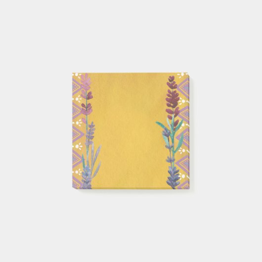 Cutgeel floraalpatroon. Botanische lila bloem Post-it® Notes (Voorkant)