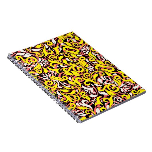 Cutgeel wit roze abstracte florale floranje notitieboek (Rechterzijde)