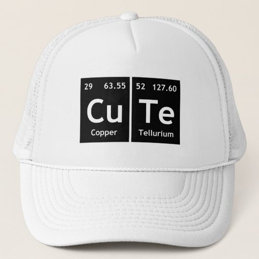 CuThe Chemistry Periodic Table Wordelement Symbol Trucker Pet (Voorkant)